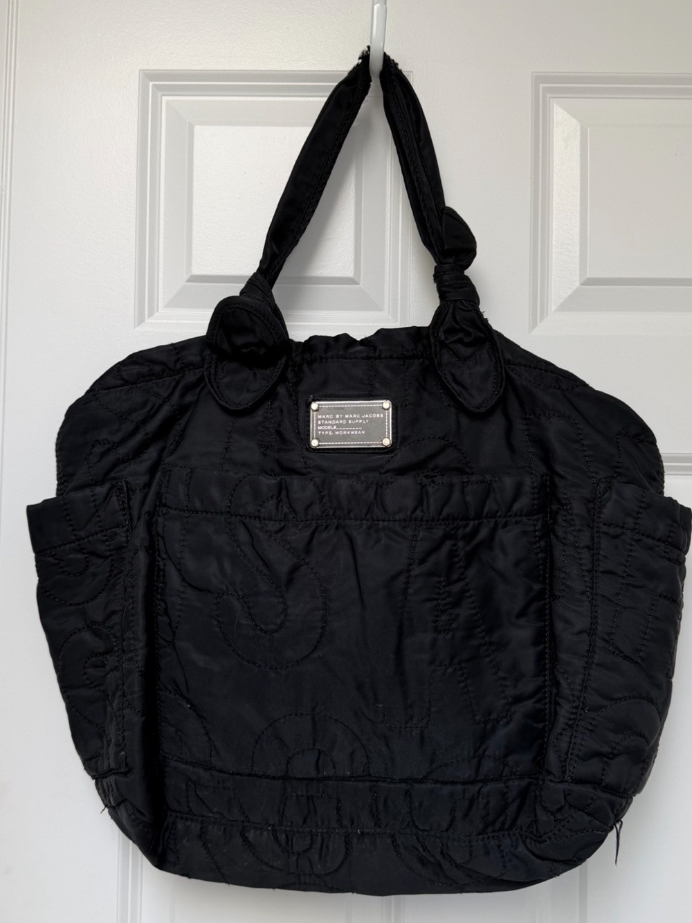 Marc by Marc Jacobs Black Quilted Tote with Knot Handles